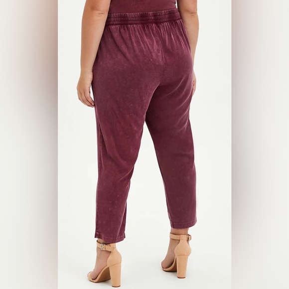 Torrid Stretch Challis Drawcord Trouser - Burgundy - Picture 2 of 8